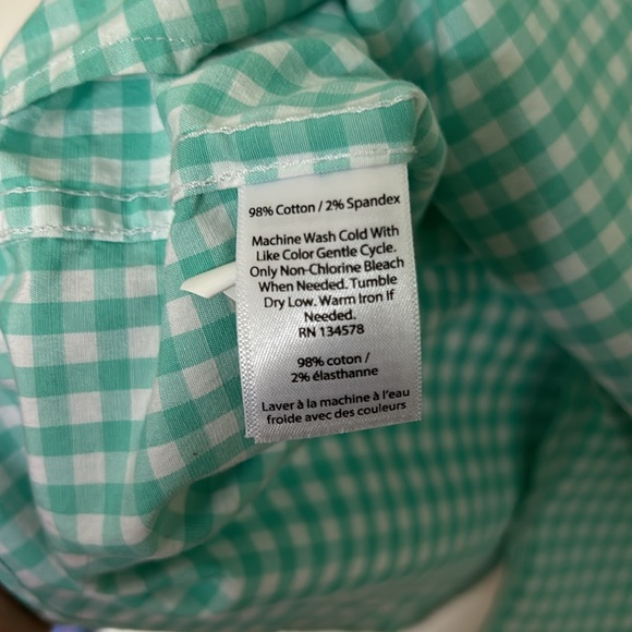 Vineyard Vines Performance XL (18) Green and White Gingham Whale Shirt - Picture 8 of 8